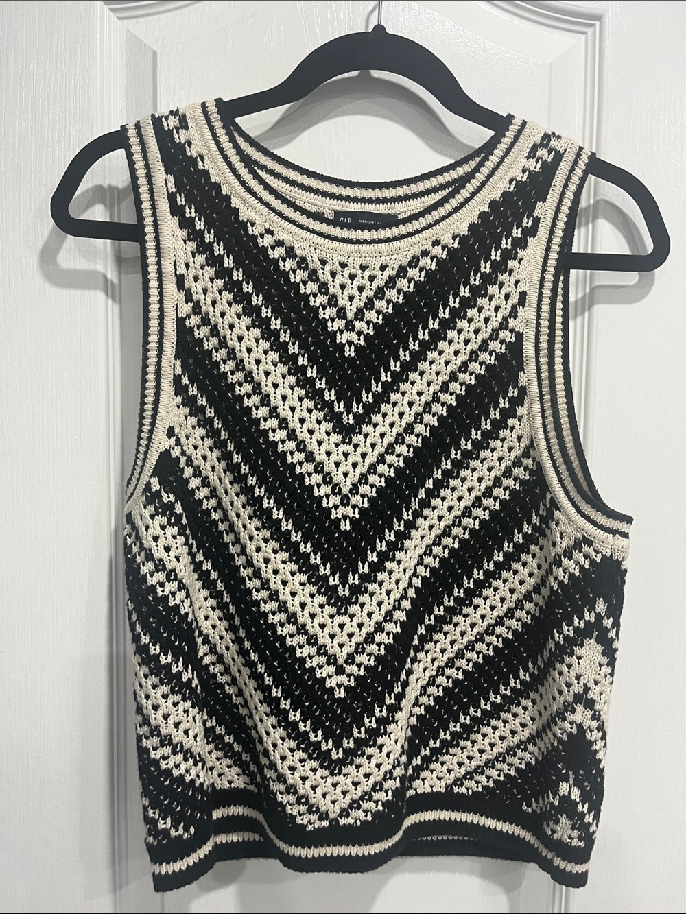 Women’s Black and Cream Knit Tank Top
